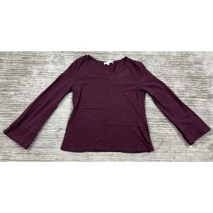 Daily Thread Top Womens Small Purple Long Sleeve Patchwork Raw Seam Cotton Slub